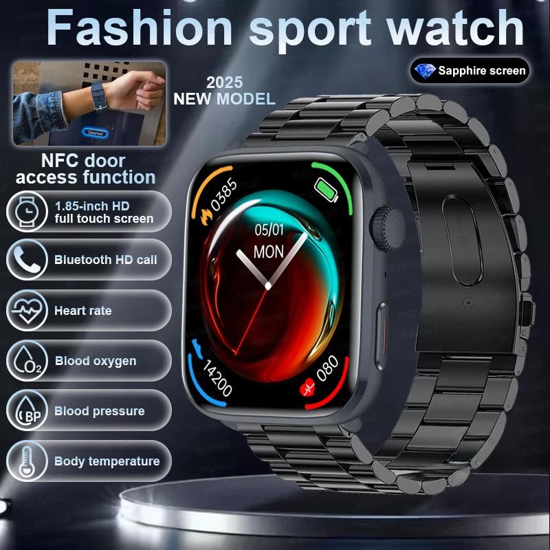 2025 Új Mikro Fizikai Vizsgálat Egészség Okosóra Férfi Sport Fitness Követő Pulzus Hőmérséklet NFC Bluetooth Hívás Okosórák