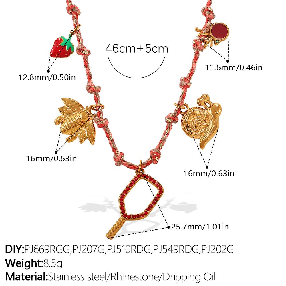 Fashion DIY pendant bracelet stainless steel gold-plated non-fading strawberry cherry necklace jewelry women
