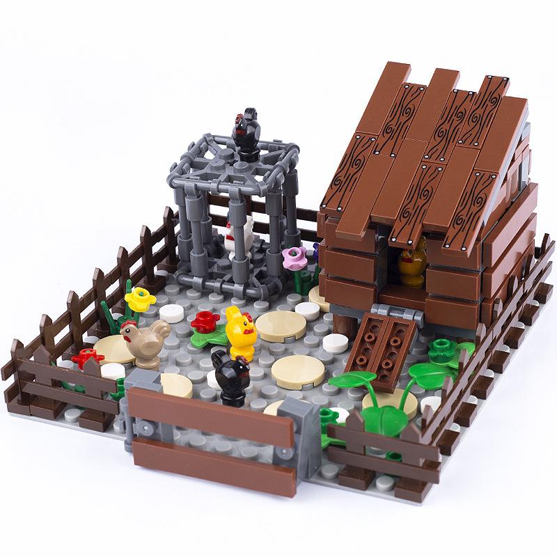 Farm Animals, Plants, Chicken Nests, Minifigures, Accessories Scenes, Small Particles Spliced Building Blocks, Toy Bags
