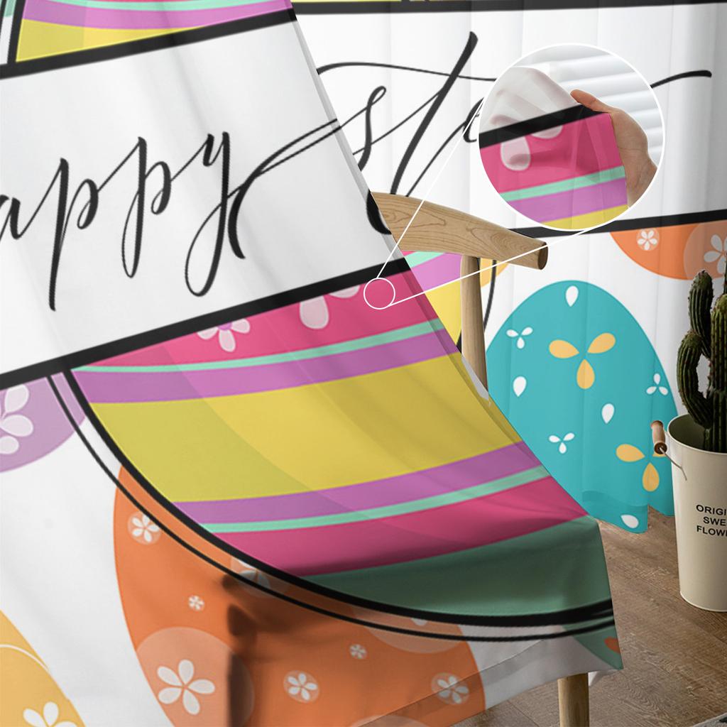 Easter Egg Texture Rabbit Ears Tulle Curtains For Living Room Bedroom Voile Sheer Curtain Window Home Decor Drapes