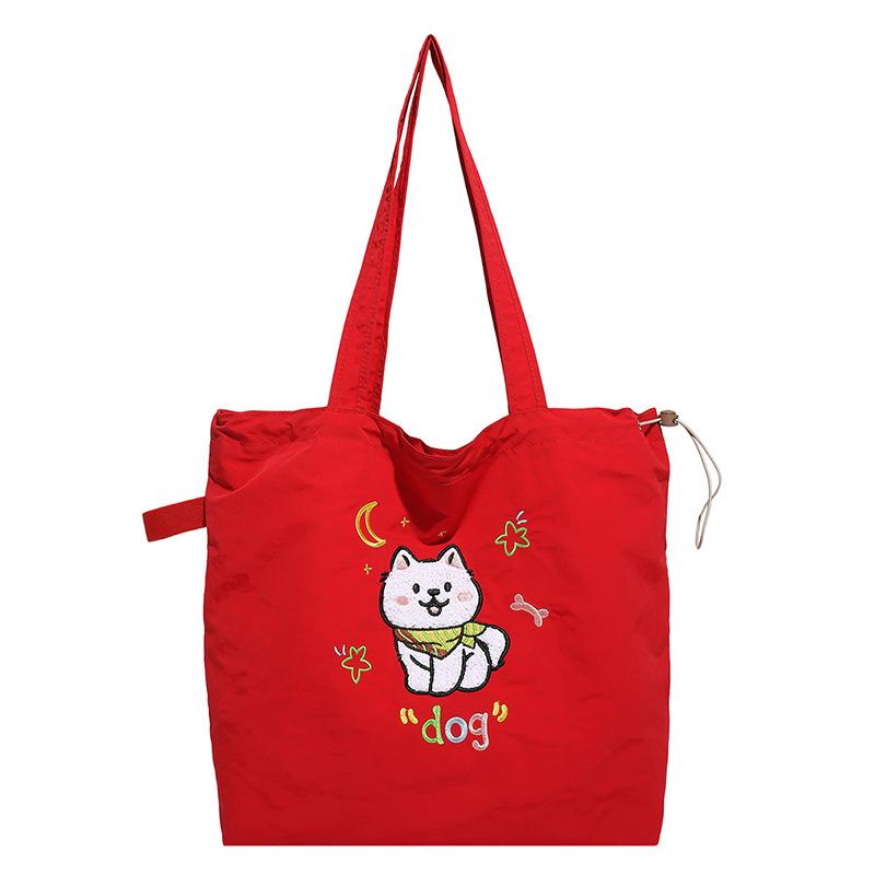 New Nylon Cute Girl Embroidered Shoulder Bag Student Class Bag Literary Hand Canvas Bag Tide