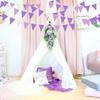 10M/32Ft Purple and White Pennant Banner Fabric Triangle Flag Cotton Cloth Bunting Garland Kit for Wedding Birthday Lavender Party Home Nursery