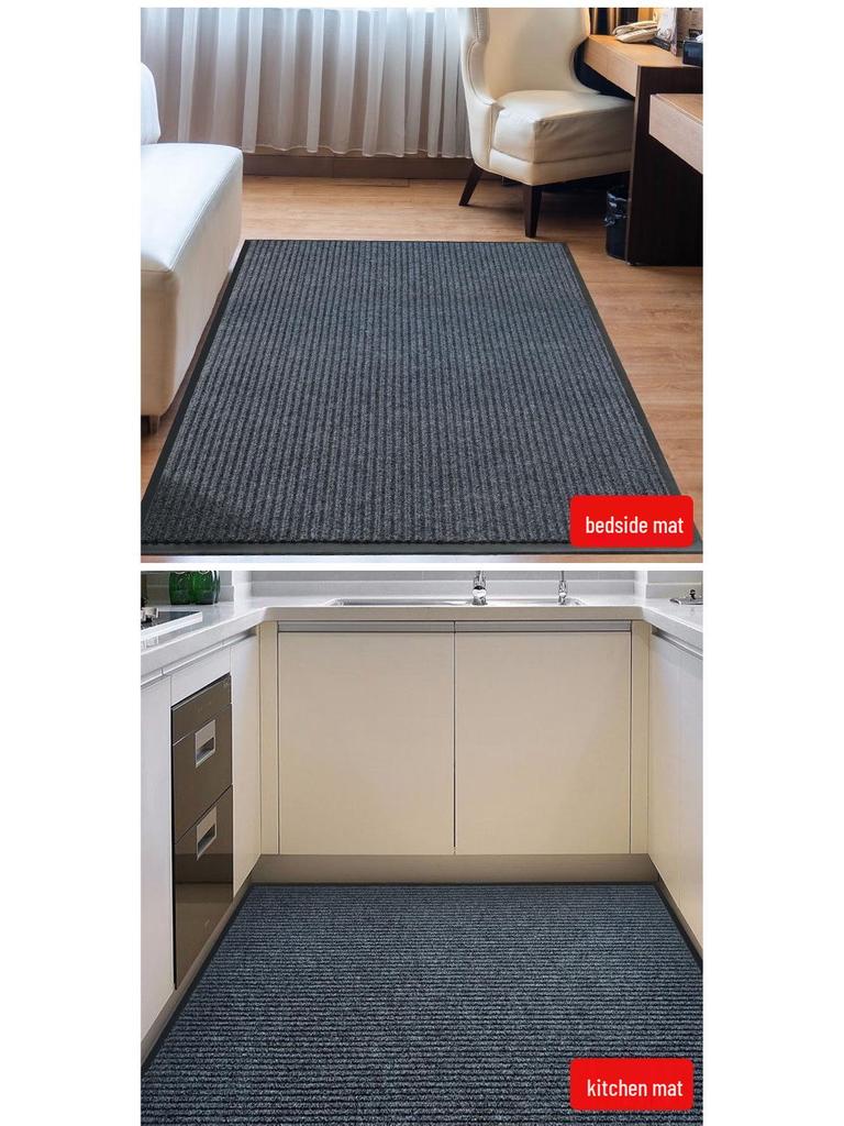 Anti-slip Striped Entrance Door Mat for Home or Office - Water Absorbent & Dust Removing Carpet