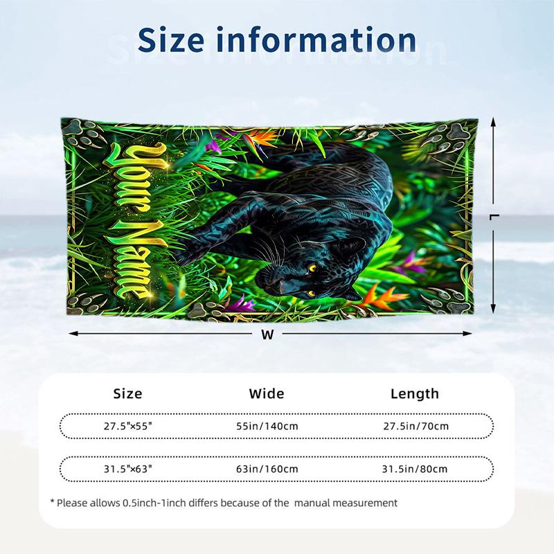 Lion Tiger Theme Beach Towel Personalized Custom Name & Text Soft Quick Dry Beach Towel for Swimming Travel