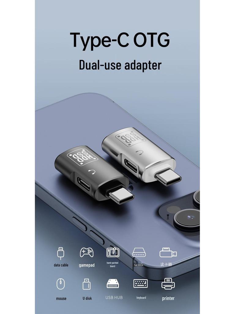 USB-C OTG Adapter for Charging and Earphones, Compatible with Apple 15 & Huawei Android Phones, PD 10W Support.