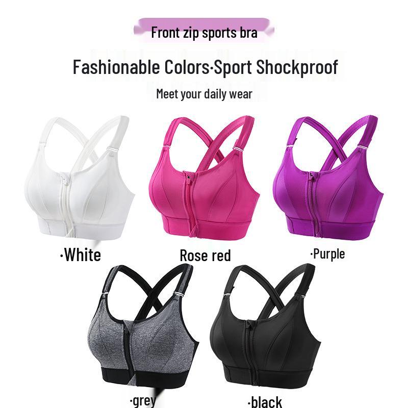 Criss-Cross Back Zipper Sports Bra – Women's Wire-Free Shockproof Yoga & Running Vest