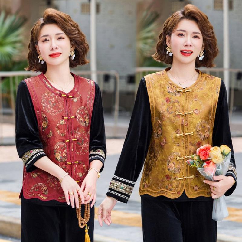 2026 Spring Velvet Suit for Middle-aged Women: Chinese-Style Vest for High-End Wedding and Banquet Wear