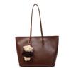 Bag women's large capacity 2025 new autumn and winter high-end brown college student class shoulder bag commuter tote bag