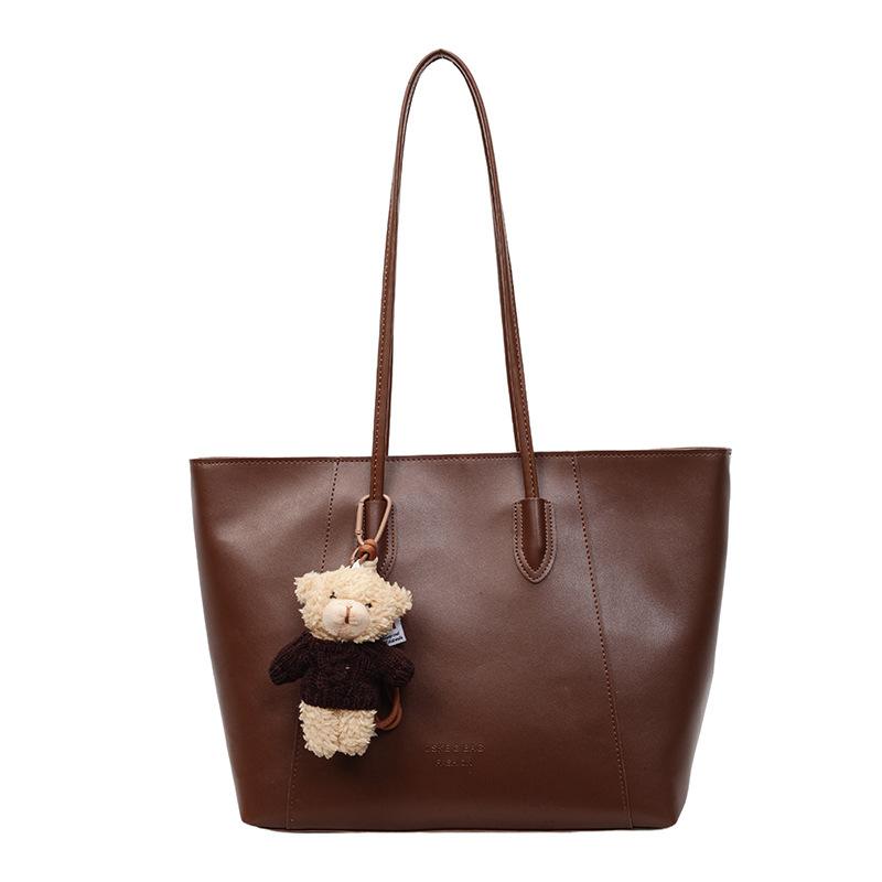 Bag women's large capacity 2025 new autumn and winter high-end brown college student class shoulder bag commuter tote bag