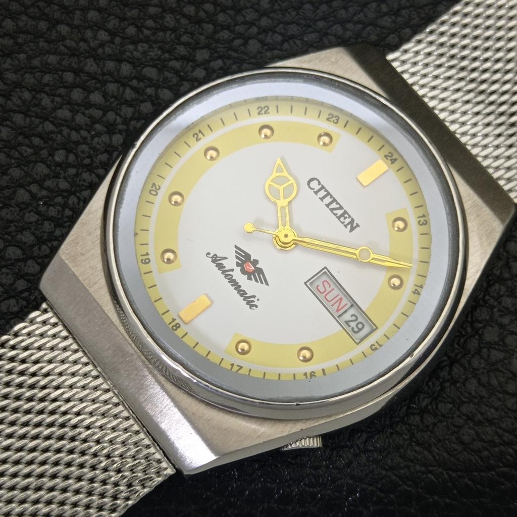 VINTAGE CITIZEN AUTOMATIC 8200 JAPAN MENS WHITE COLOR DIAL WATCH A702140-5 R208-a702140