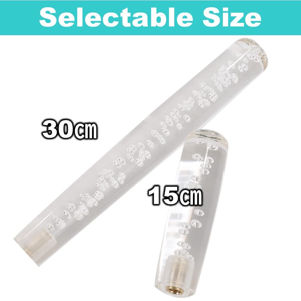 Rubonarie Illuminated Crystal Shift Knob, Colorful, Universal Bubble Gear Stick, Universal Crystal Shift Knob (Clear, 15cm)