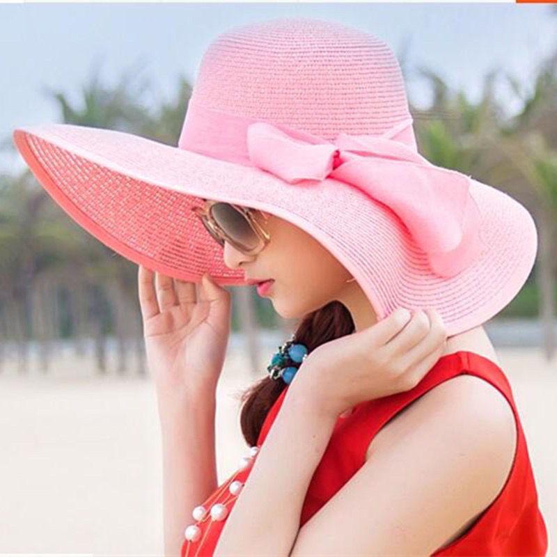 Beach Straw Hat Summer Seaside Extra Large Brim Sun Hat Sun Protection Holiday Hat Foldable Sun