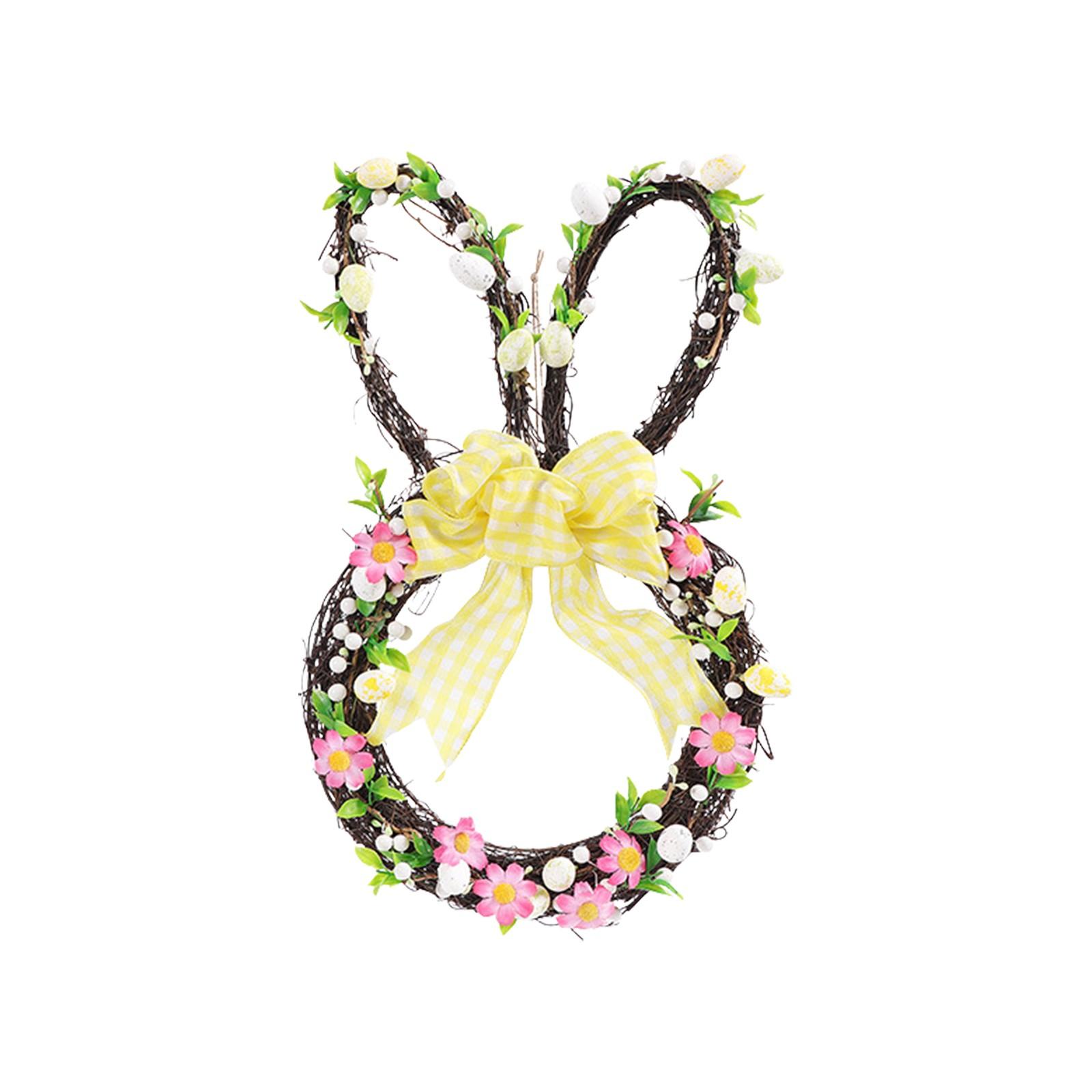 

Easter Bunny Shape Natural Rattan Berry Egg Decoration Egg Door Hanging Background Decoration Wreath One Size