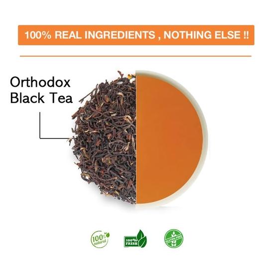 TEA SENSE Orthodox Black Tea | 100 G Loose Leaf | Smooth High-Energy Refreshing Brew | Premium Black Tea from Darjeeling | Makes 50 Cups+