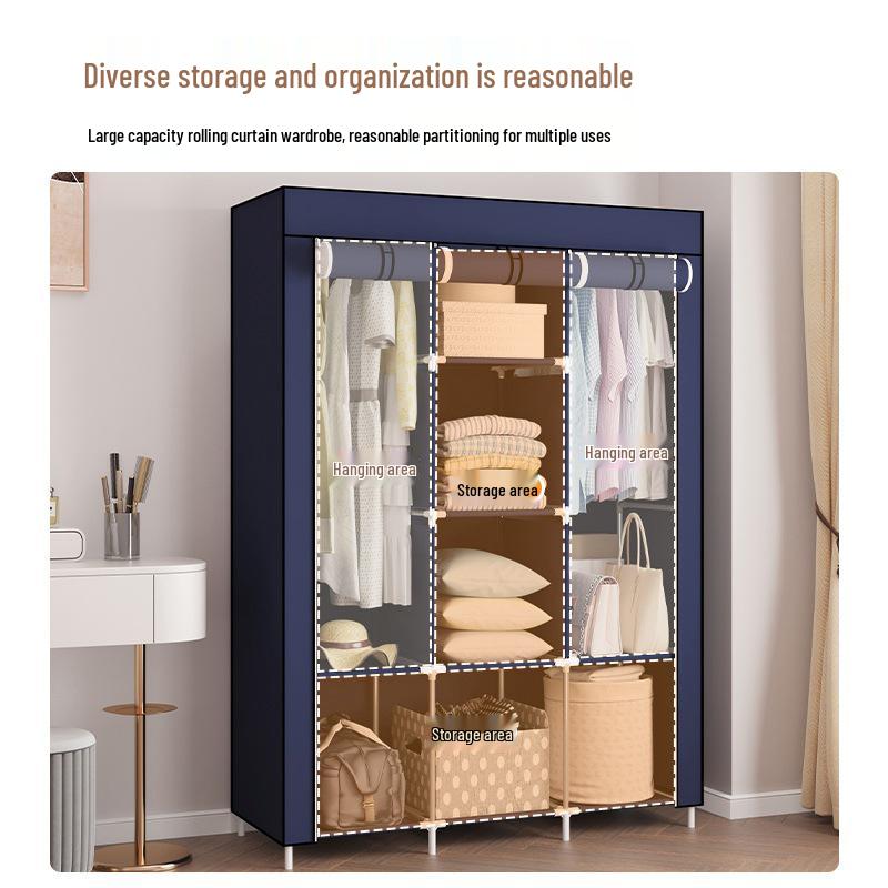 Large Capacity Non-Woven Fabric Wardrobe with Steel Frame & Folding Design