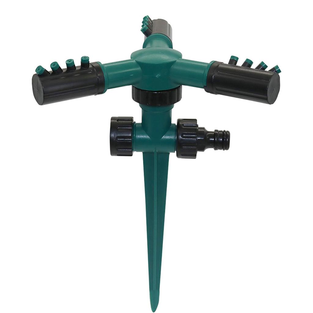 3-Arm 360 Degree Rotating Sprinkler and Spiked Holder Kit Automatic Rotary Nozzles Garden Lawn Plants Flowers Irrigation 1/10Pcs