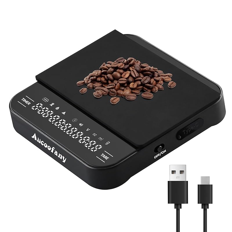 Digital Coffee Scale with Timer,Espresso Scale,Type-C Recharge Coffee Scale for Pour Over and Drip Coffee, 3kg/0.1g Espresso Scale with Tare