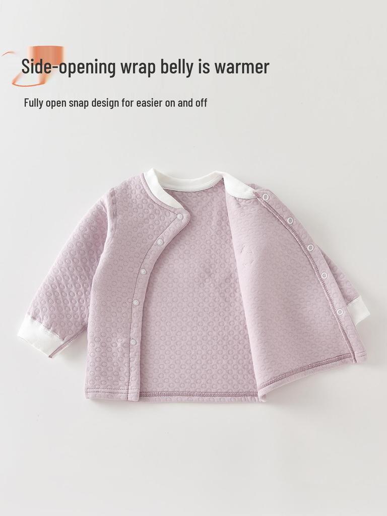 Infant Quilted Winter Set: Baby Warm Underwear with Split Clothes, Autumn Pants & Shirts