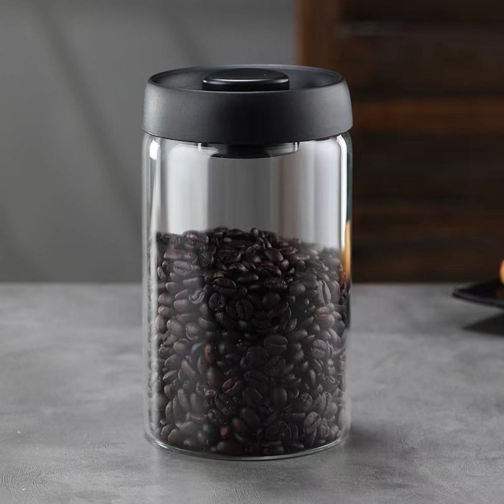 Press Type Coffee Bean Storage Jar Manual Glass Coffee Jar Vacuum Sealed Jar Home Use