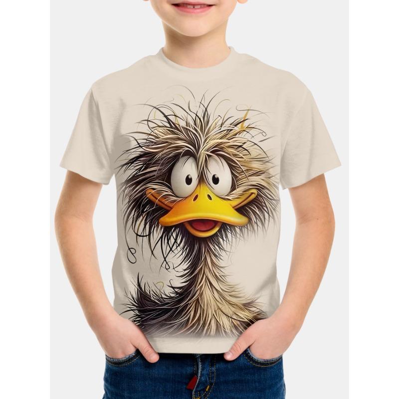 Color Blocked Short Sleeved 3D Digital Printed T-shirt for Children Shirt