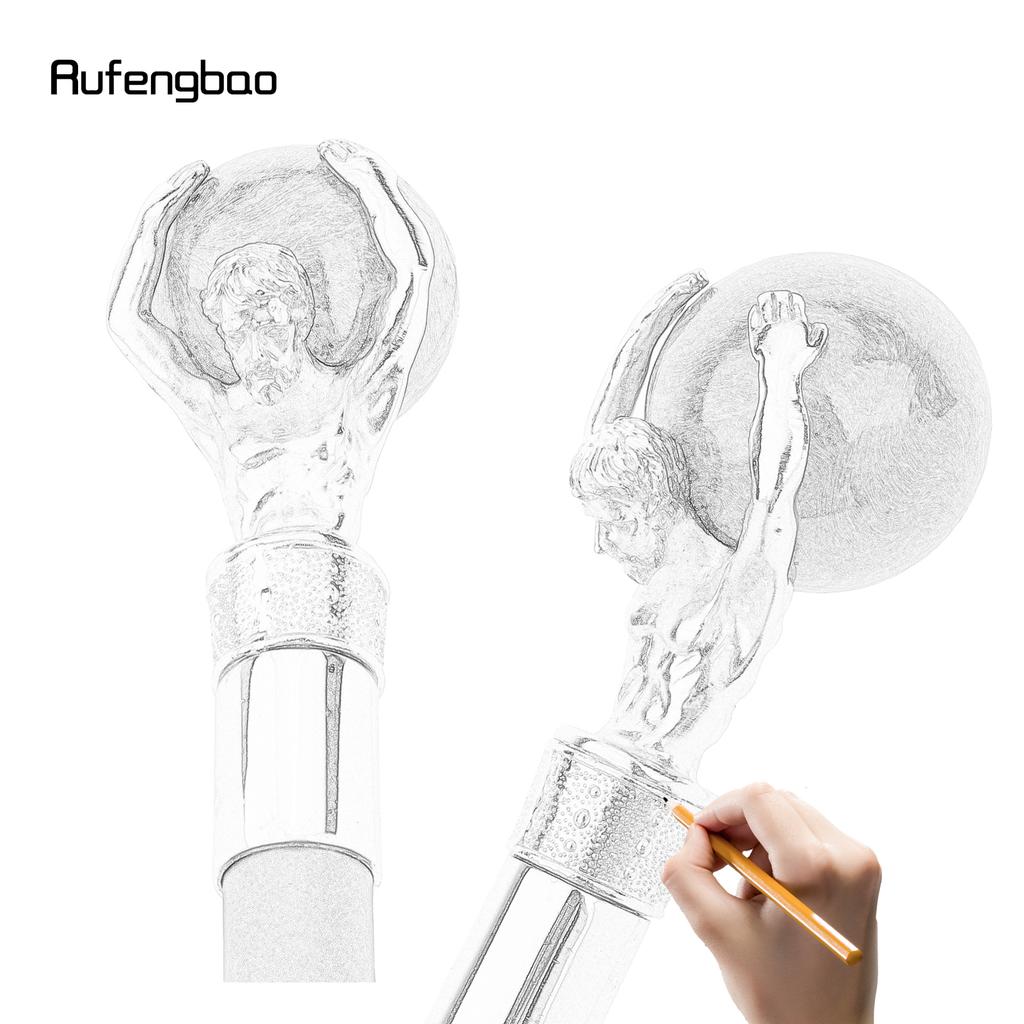 White Man Hold Ball White Walking Cane Fashion Decorative Walking Stick Gentleman Elegant Cosplay Cane Crosier 93cm