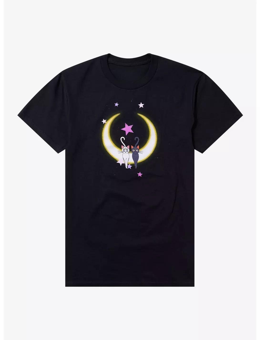 Cute Cats Moon Stars T-shirt XXL