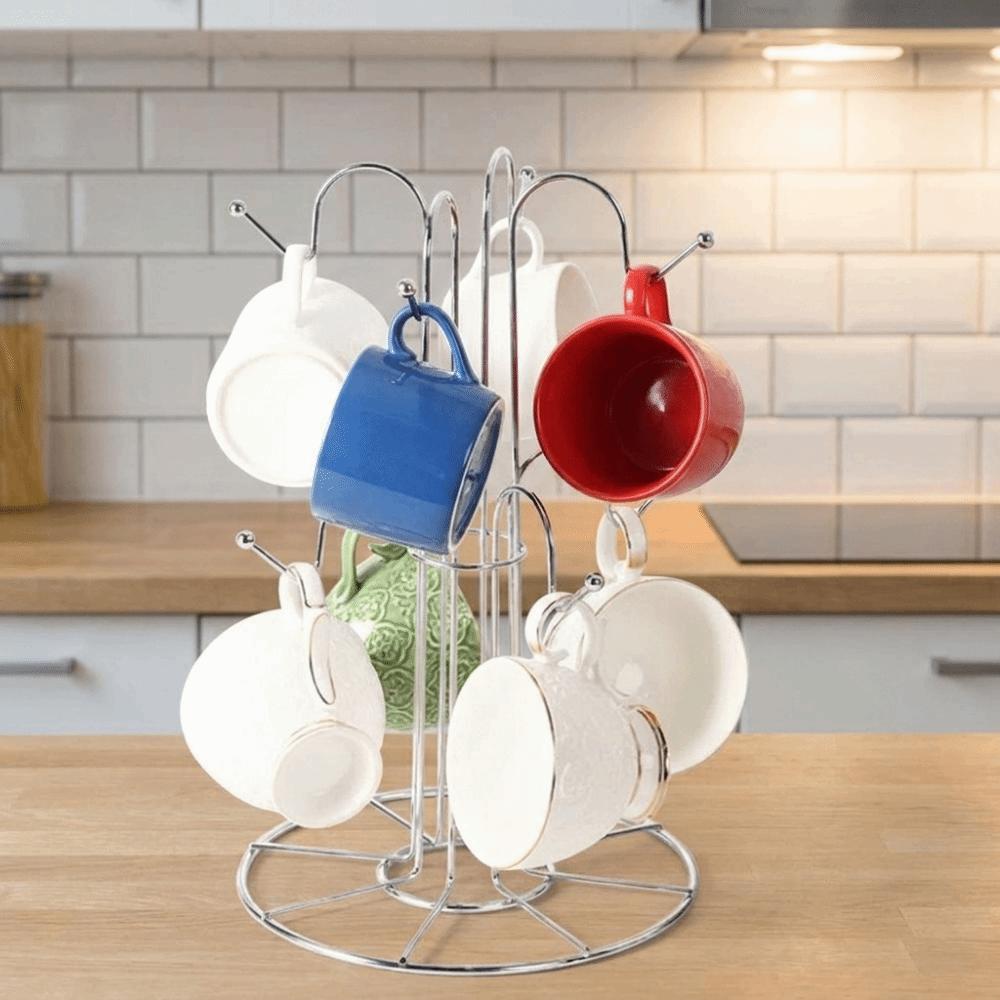 Fine Workmanship Tea Cup Storage Rack Silver Coffee Mugs Storage Rack Cup Drying Rack  Desktop