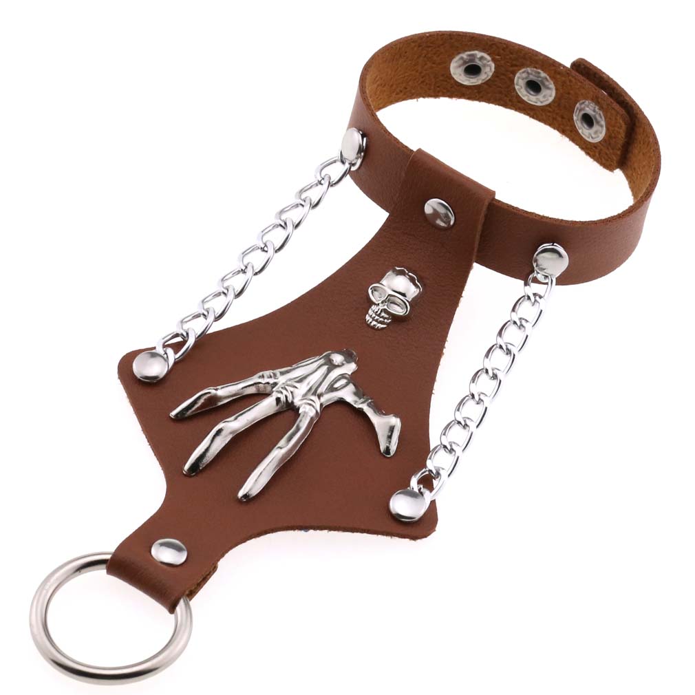 Exaggerated Non Mainstream Ring Bracelet Leather Bangle Punk Goth Skull Claw Sleeve Bracelet