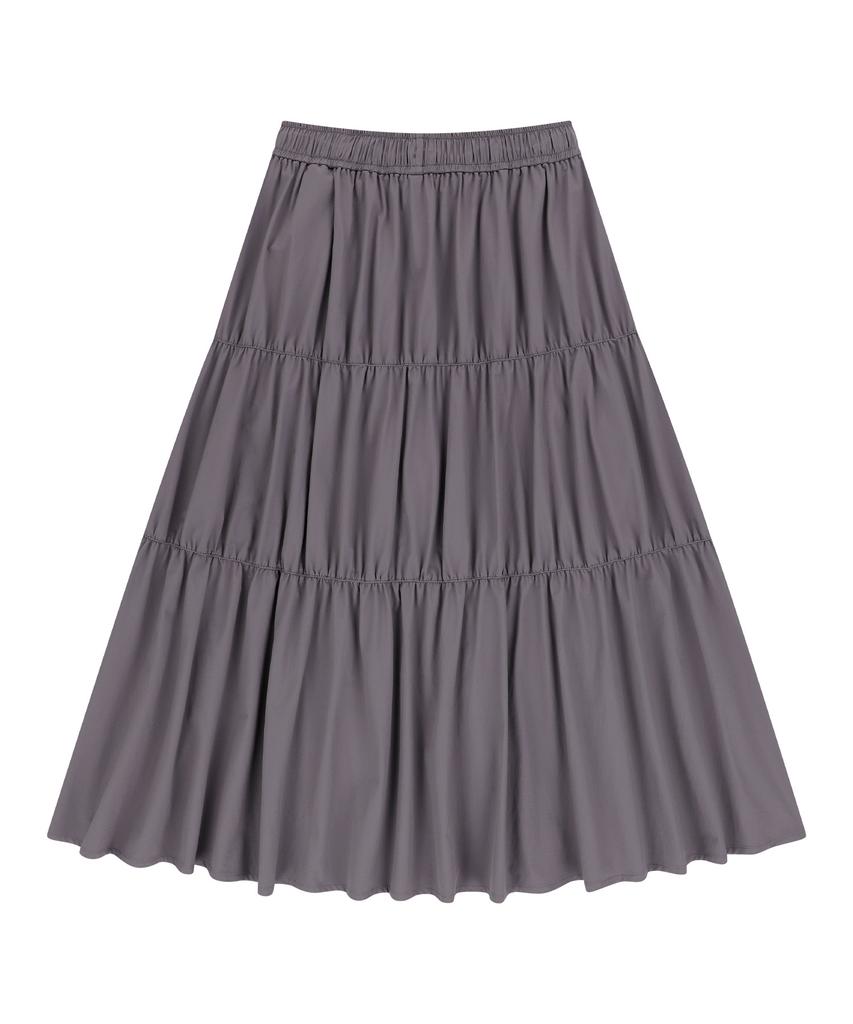 Off Grid Og Woven Stretch Shirred Long Skirt - Dark Grey