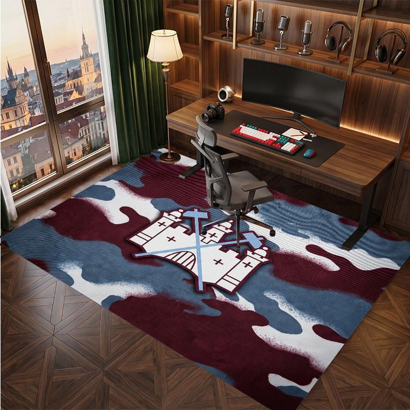 West Ham United Football Print Crystal Velvet Rug, Comfortable Water Absorbent Non Slip Indoor Floor Carpet