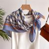 Light Luxury Simple Grid 90 Simulation Silk Large Square Scarf Retro Printed Shawl Versatile Herringbone Scarf Headscarf Women