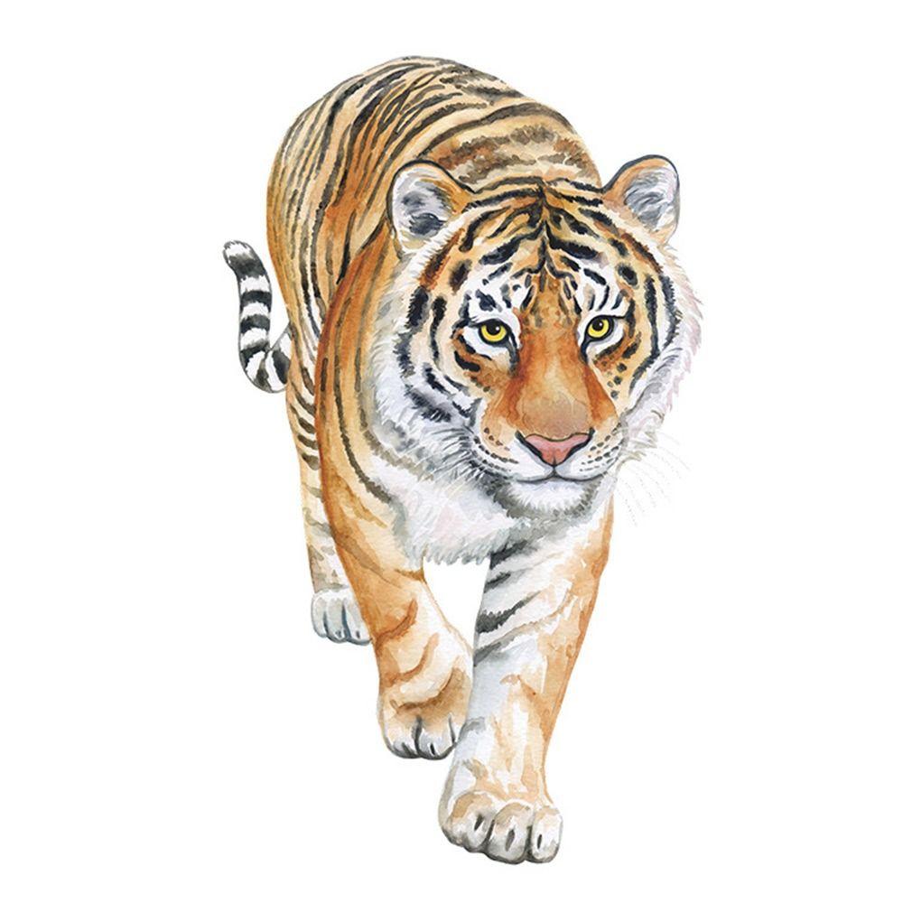 Samolepicí 3D tygr na zeď samolepka DIY kreslené zvířecí samolepky kreativní živé tygří obtisky