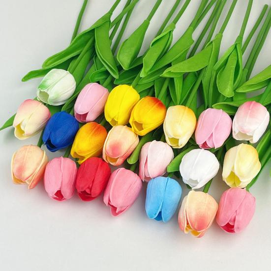 6 Pcs Artificial Tulip Flowers Real Touch Faux PU Tulip Bouquet Fake Flower Arrangement for Home Room Office Party Wedding Decoration