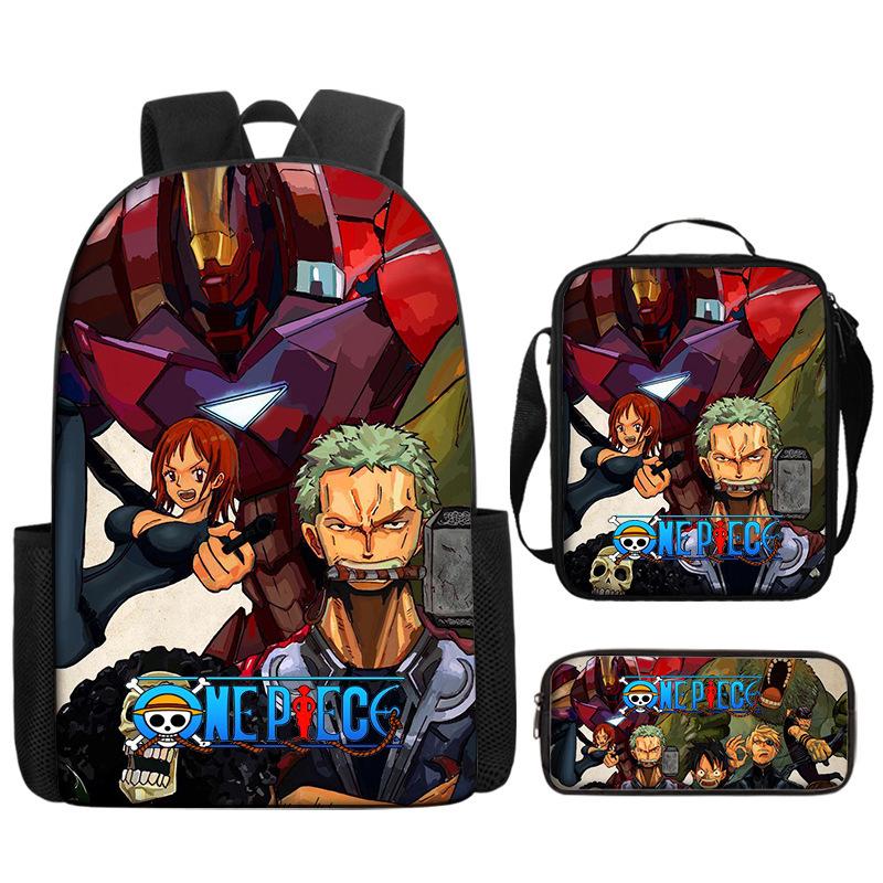 One Piece One Piece Backpack Primary And Secondary School Schoolbag Voyager King Backpack Cartoon Schoolbag Three-Piece Set