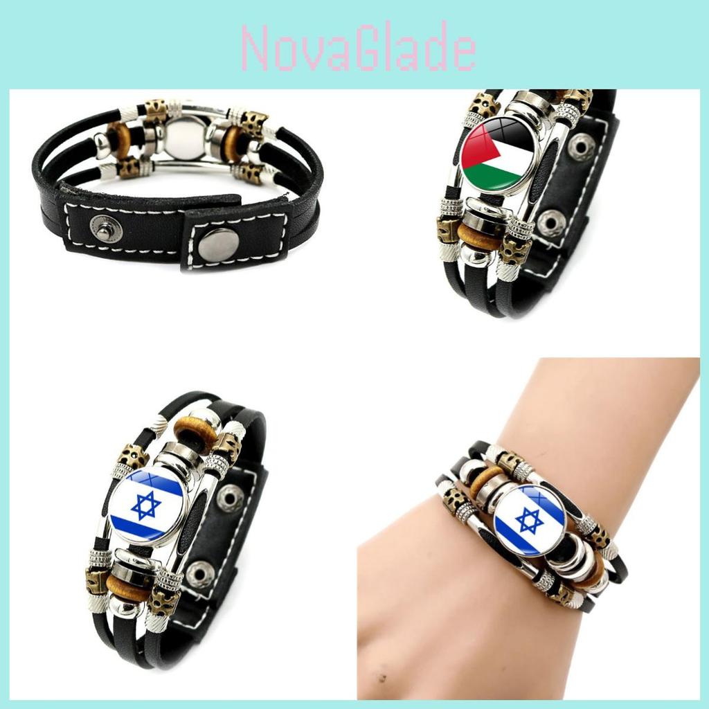 Israeli Palestinian Leather Bracelet European And American Punk Style Multilayered Beaded Bracelet