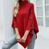 Women's Fall and Winter Shawl Cape Sweater Solid Color Turtleneck Knit Jacket