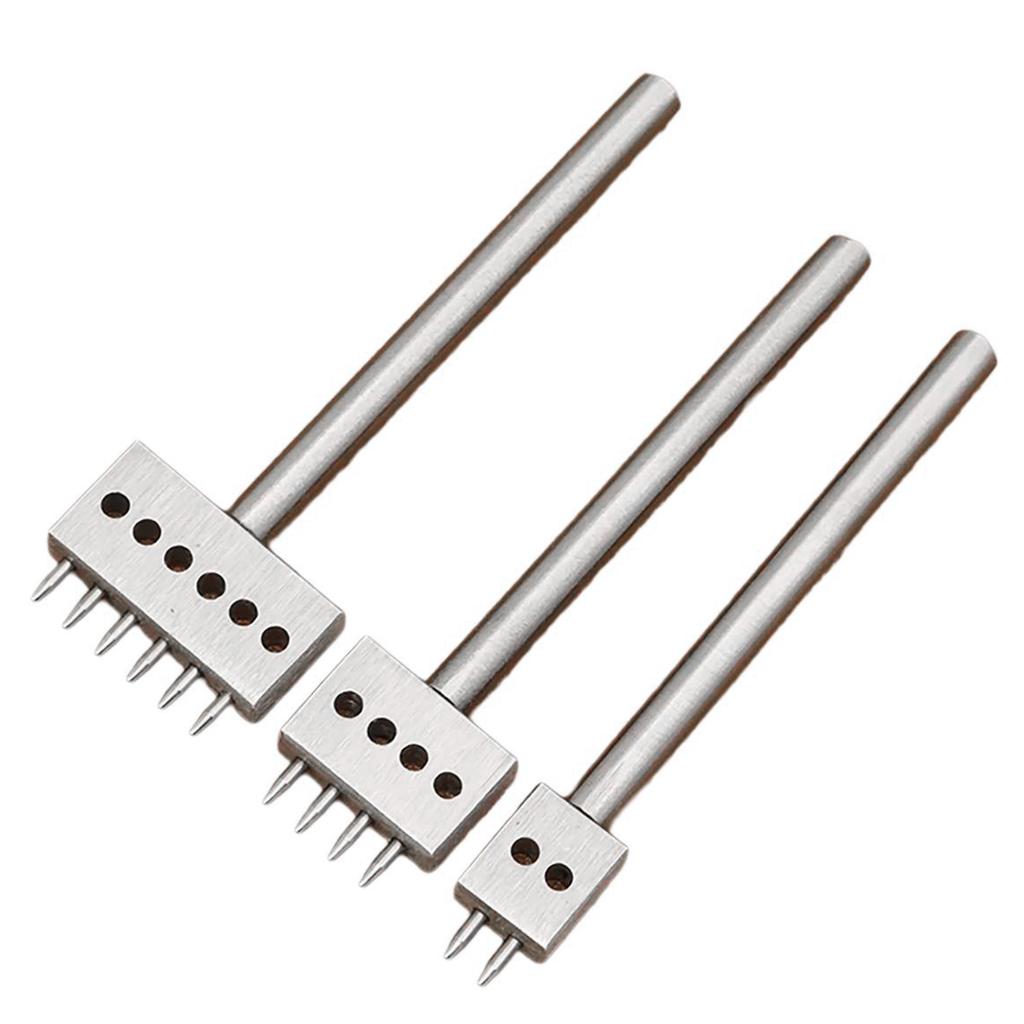 3 Pcs Leather Chisel Set 4mm 2/4/6 Prong Tooth Lacing Diamond Stitching Chisels Leather Hole Punch Tool for Craft