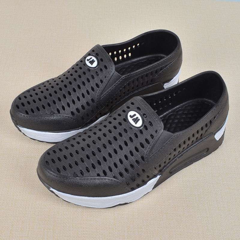 

Summer white nurse sandals women s bag head wedge heel thick-soled hole shoes plastic sandals women s heightening non-slip mother shoes 40 чёрный