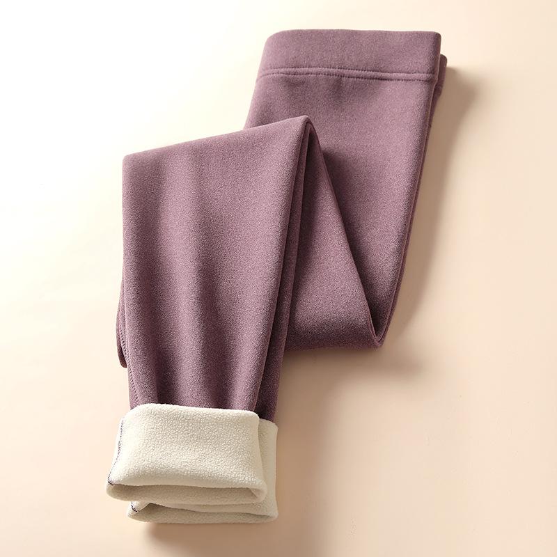 German Velvet Lamb Wool Leggings for Women To Wear Outside In Winter, Piled and Thickened High-waisted Long Johns, and Thermal Pants Inside.
