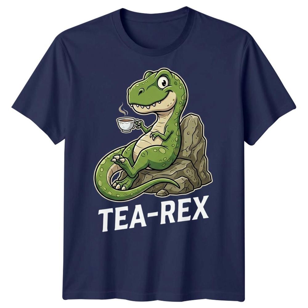 Tea Rex Funny Dinosaur Drinking Tea Unisexs T Shirt Graphic Novelty Tee