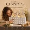 24 Drawer Wooden Advent Calendar In Christmas Village Style, Lighted Indoor Piece for Shelf Display and Daily Seasonal Tradition