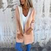 Women's Orange Hooded Cardigan Sweater Casual Long Sleeve Open Front Lightweight Jacket