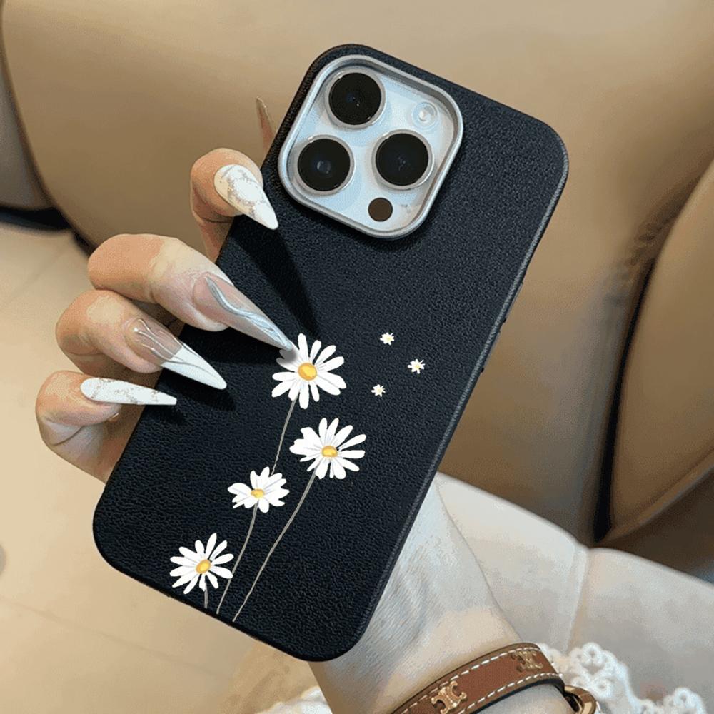 Daisy Flower ShockProof Phone Case For Samsung Galaxy A16 A35 A54 A55 5G S21 S22 S23 FE S24 Plus S25 Ultra Leather Texture Funda