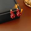 Elegant Design Lucky Gourd Earrings Red Enamel Enamel Earrings Vintage Earrings  Jewelry Collection