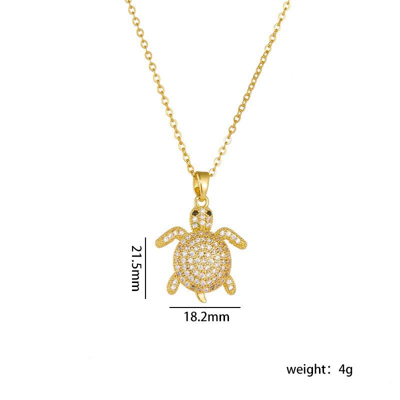 Colorful Zircon Cute  Sea Tortoise Pendant Necklaces for Women Girls Jewelry Gifts Turtle Zircon Pendant Necklace Birthday Gifts