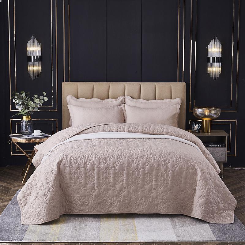 Washable Quilted Cotton Bedspread 3-Piece Set with Cotton-Filled Design