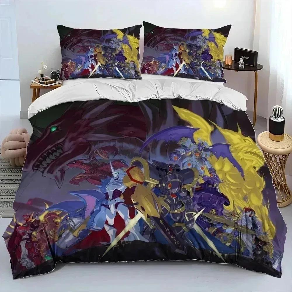 Cartoon Duvet Cover Anime Digimon Adventure Monster Bedding Set Quilt Cover Pillowcase Comforter King Queen Size Boys Adult