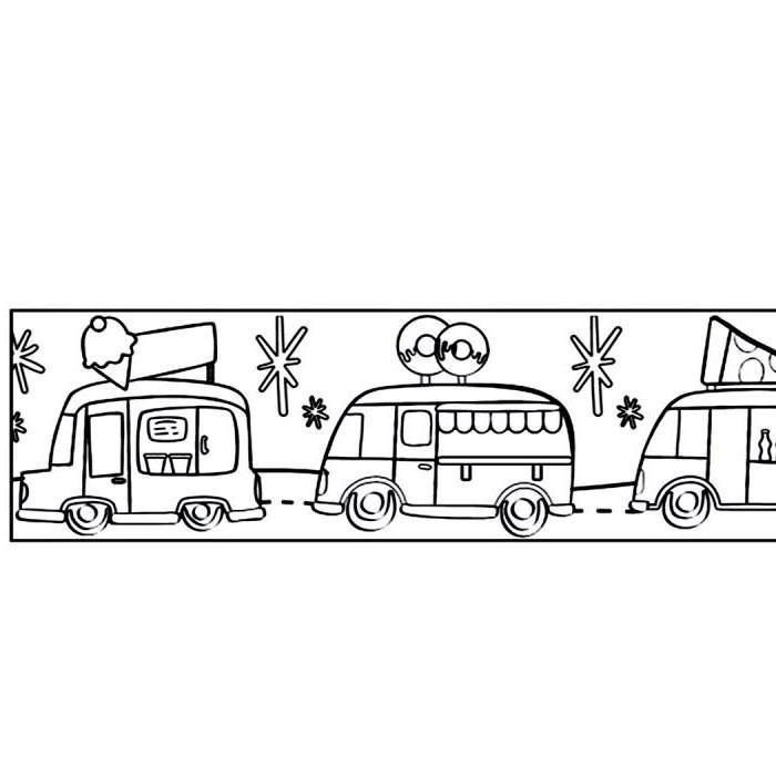 Masking tape large à colorier - GRAINE CREATIVE - Camionnettes - 4,6 cm x 5 m - Repositionnable - Mixte
