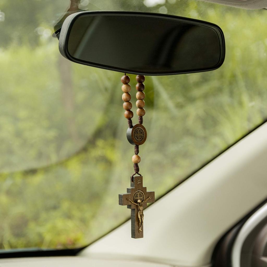 Intercession Car Rearview Mirror Rosary (Saint Benedict)