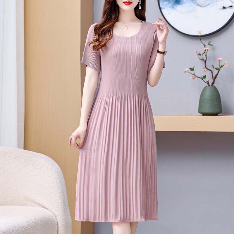 Elegante Chiffon-Kleider für Damen in Übergröße, schmale Kurzarm-Kleider, lange Vintage-Kleider, weibliche Sommerkleidung